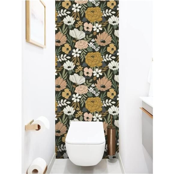 HAOKHOME Vintage Large Floral Peel and Stick Wallpaper Removable Daisy Leaf - Picture 5 of 7